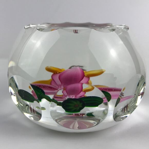 Perthshire 1987C Theobroma Cacao Flower Scallop Faceted Lampwork Paperweight COA - Picture 5 of 16